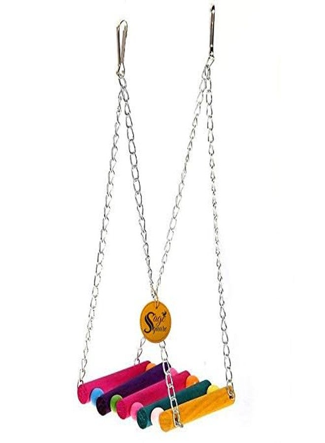 سايج سكوير لعبة أرجوحة خشبية طبيعية مرحة من سيج سكوير، لعبة قفص أنشطة للببغاء، والبادجي، والكوكاتيل، وطيور الحب، والبادجي، وكونيور الشمس، والكناري، والكوكاتو، والمكاو. - Image 4